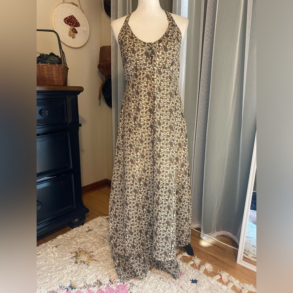 Vintage y2k 2000s floral paisley boho halter maxi dress
